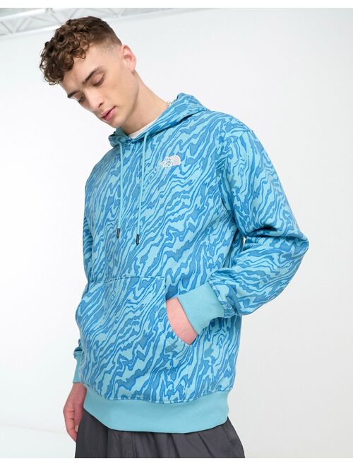 The North Face Essential oversized hoodie in blue marble print Exclusive at ASOS