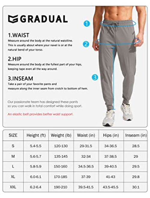 G Gradual Men's Joggers Pants with Zipper Pockets Stretch Athletic Sweatpants for Men Workout Jogging Running