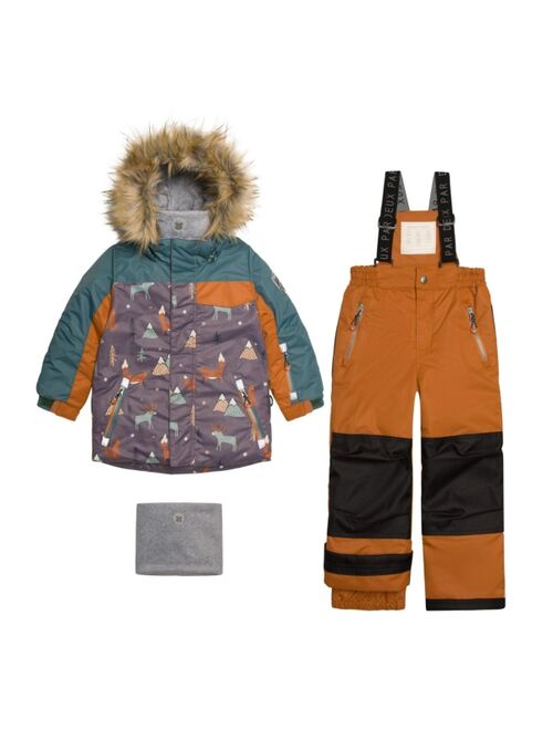 DEUX PAR DEUX Boy Two Piece Snowsuit Glazed Ginger With Fox Print - Child