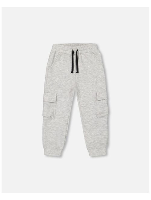 DEUX PAR DEUX Boy Neoprene Sweatpants With Cargo Pockets Light Grey Mix - Child