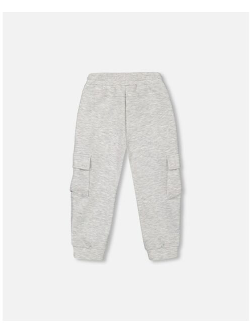 DEUX PAR DEUX Boy Neoprene Sweatpants With Cargo Pockets Light Grey Mix - Child