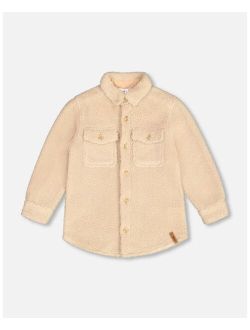 Boy Sherpa Oversize Jacket Shirt Beige - Toddler|Child