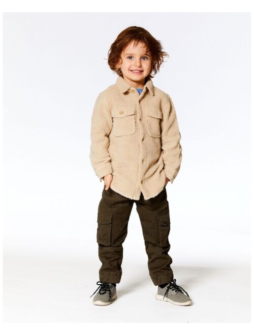 DEUX PAR DEUX Boy Sherpa Oversize Jacket Shirt Beige - Toddler|Child