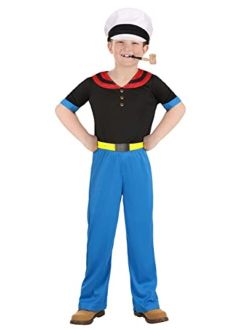 Boys Deluxe Popeye the Sailor Man Costume with Hat and pipe, Halloween Outfit for Kids