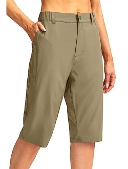 Women's Long Hiking Cargo Shorts 13" Knee Length Lightweight Quick Dry Bermuda Shorts for Women with 5 Pockets