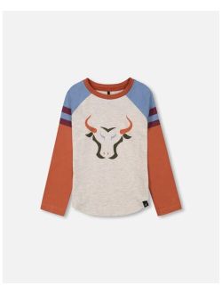 Boy Color Block Raglan Jersey T-Shirt Oatmeal Mix - Toddler|Child
