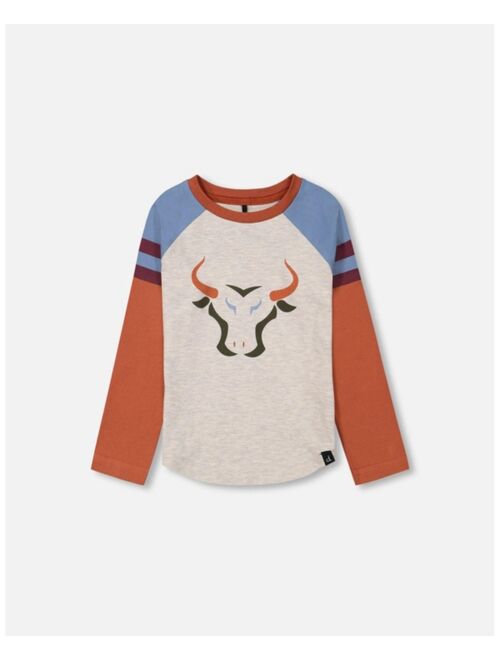 DEUX PAR DEUX Boy Color Block Raglan Jersey T-Shirt Oatmeal Mix - Toddler|Child