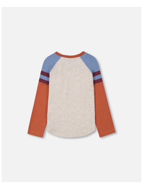 DEUX PAR DEUX Boy Color Block Raglan Jersey T-Shirt Oatmeal Mix - Toddler|Child