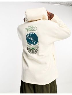 world back print hoodie in cream