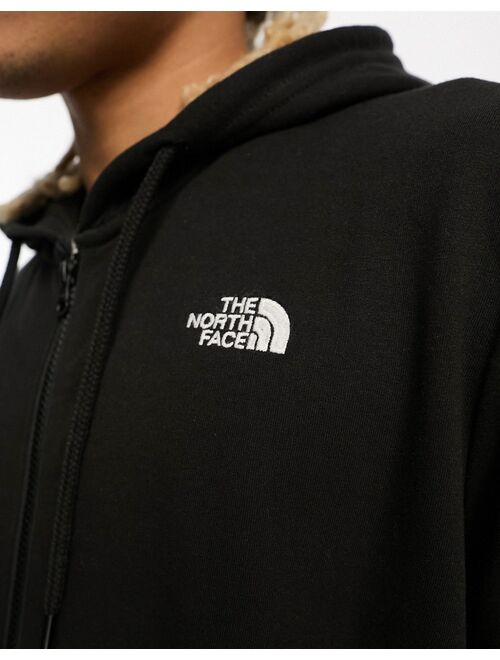 The North Face full zip logo fleece hoodie in black