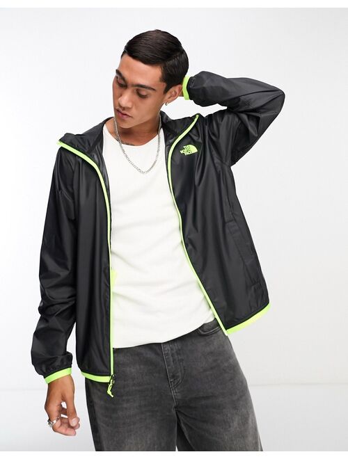 The North Face Cyclone zip-up wind hoodie in black with green detail