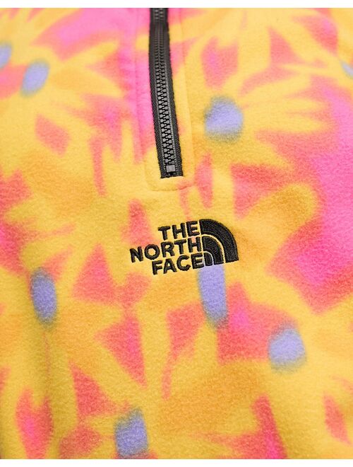 The North Face Glacier 1/4 zip oversized fleece in yellow flower print Exclusive at ASOS