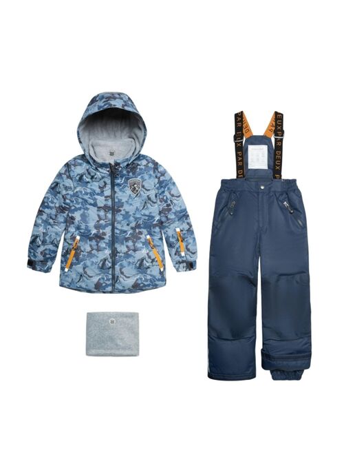 DEUX PAR DEUX Boy Two Piece Snowsuit Teal Blue With Mountain Print - Toddler|Child
