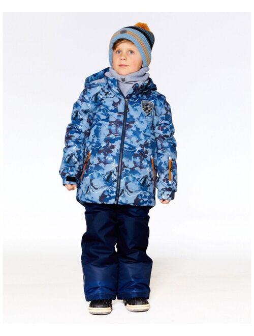 DEUX PAR DEUX Boy Two Piece Snowsuit Teal Blue With Mountain Print - Toddler|Child
