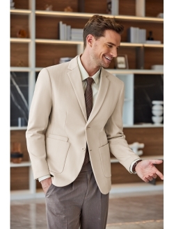 Mens Tweed Blazer Slim Fit Casual Sport Coat Two Button Knit Suit Jacket