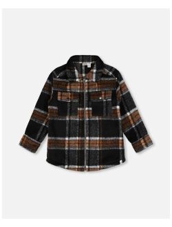 Boy Plaid Overshirt Jacket Black And Brown - Toddler|Child