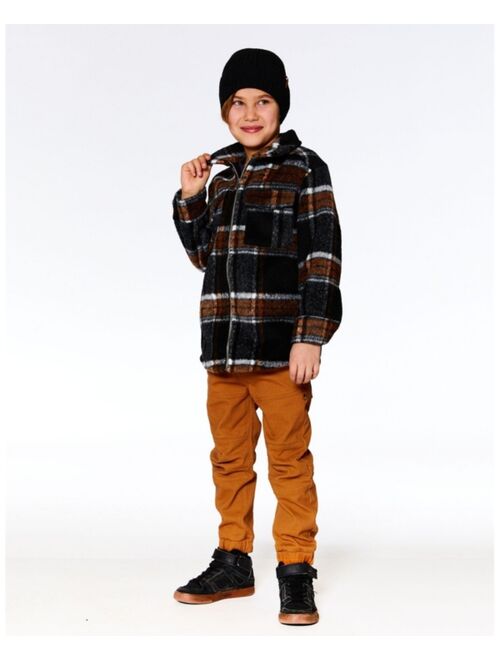 DEUX PAR DEUX Boy Plaid Overshirt Jacket Black And Brown - Toddler|Child