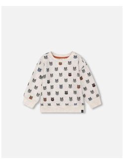 Boy Allover Buffalo Printed Sweatshirt Oatmeal Mix - Toddler|Child