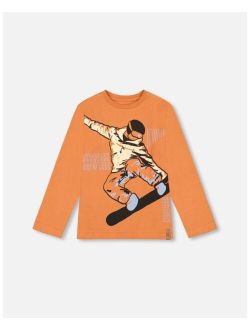 Boy Jersey T-Shirt With Print Burnt Orange - Toddler|Child