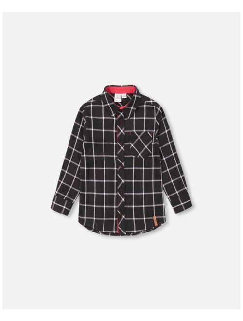 DEUX PAR DEUX Boy Flannel Shirt Black Plaid - Toddler|Child
