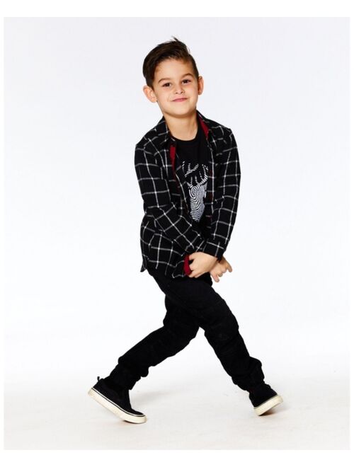 DEUX PAR DEUX Boy Flannel Shirt Black Plaid - Toddler|Child
