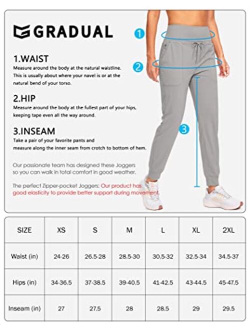G Gradual Women's Joggers High Waisted Athletic Sweatpants with Zipper Pockets Tapered Workout Lounge Pants for Women