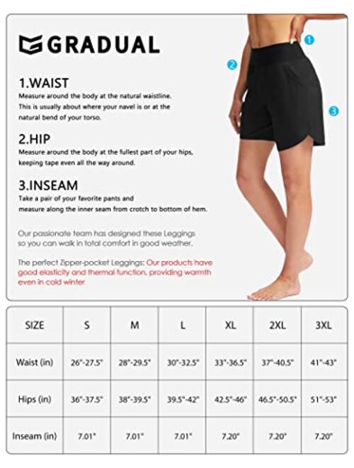 G Gradual Women's 7" Quick Dry Swim Board Shorts Swimming Bottoms High Waisted Beach Shorts for Women with Liner Pockets