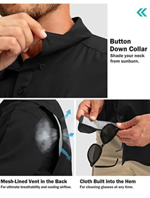 G Gradual Men's Fishing Shirts with Zipper Pockets UPF 50+ Lightweight Cool Short Sleeve Button Down Shirts for Men Casual Hiking