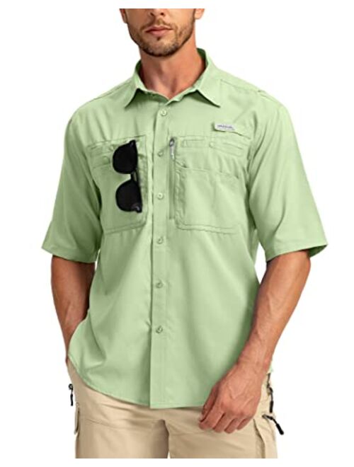 G Gradual Men's Fishing Shirts with Zipper Pockets UPF 50+ Lightweight Cool Short Sleeve Button Down Shirts for Men Casual Hiking
