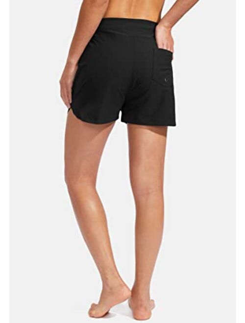 G Gradual Women's 3" High Waisted Swim Board Shorts with Pockets UPF 50+ Quick Dry Beach Bathing Shorts for Women with Liner