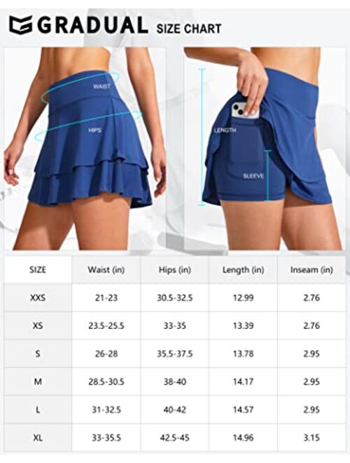 G Gradual Women's Pleated Tennis Skirts with 4 Pockets Athletic Golf Skorts Skirts for Women Layered Skirts Workout Running