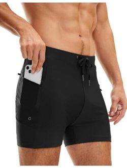 Men's Swimsuit Trunks with Zipper Pockets Quick Dry Swimwear Bathing Suit Swim Briefs Board Shorts for Men