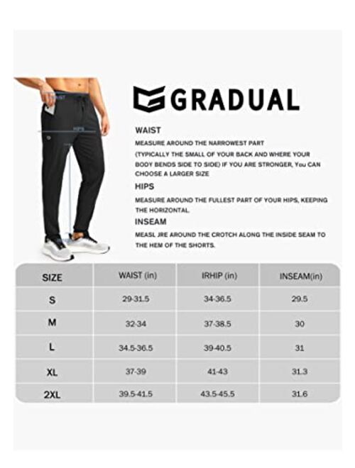 G Gradual Men's Joggers with Zipper Pockets Stretch Tapered Sweatpants Athletic Pants for Men Workout Running Gym