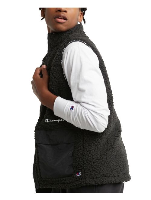 CHAMPION Men's Cozy Standard-Fit Mixed-Media Plush Fleece Vest