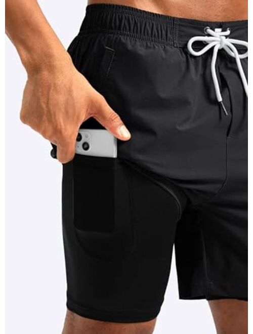 G Gradual Mens Swim Trunks with Compression Liner 5 inch Inseam Quick Dry Bathing Suits with Zipper Pocket-No Thigh Chafing