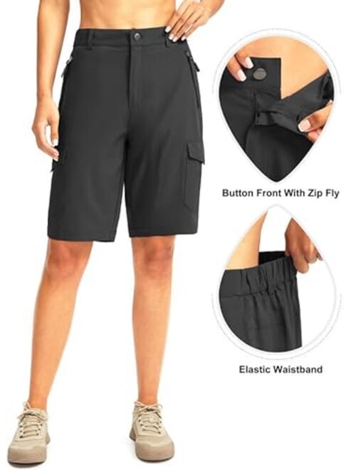 G Gradual Women's 10" Hiking Golf Long Shorts with 5 Pockets Knee Length Lightweight Quick Dry Cargo Bermuda Shorts for Women