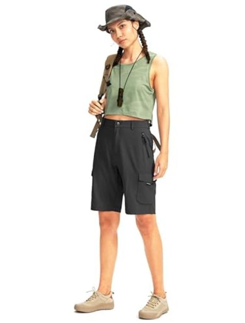G Gradual Women's 10" Hiking Golf Long Shorts with 5 Pockets Knee Length Lightweight Quick Dry Cargo Bermuda Shorts for Women