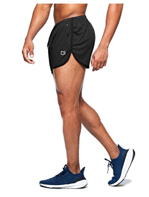 G Gradual Men's Running Shorts 3 Inch Quick Dry Gym Athletic Jogging Shorts with Zipper Pockets
