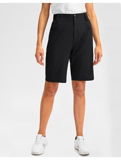 G Gradual Women's Long Golf Hiking Shorts with Pockets 10" Quick Dry Lightweight Cargo Bermuda Shorts for Women Knee Length