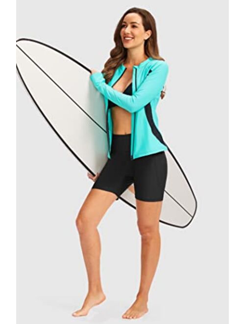 G Gradual Women's 6" High Waisted Swim Board Shorts Tummy Control Quick Dry Bathing Bottoms for Women with Panty Pockets