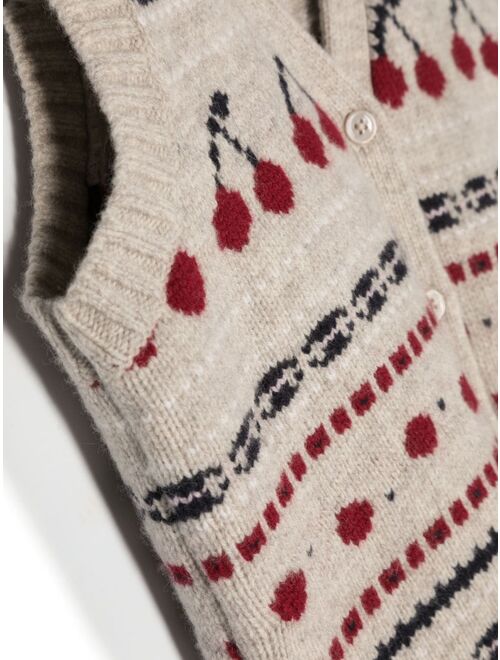 Bonpoint fair isle-knit sleeveless cardigan