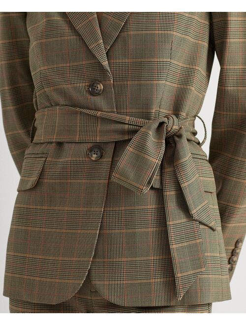 Polo Ralph Lauren LAUREN RALPH LAUREN Women's Checked Plaid Wool-Blend Twill Blazer