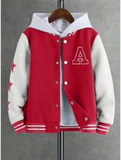 Shein Tween Boy Letter Graphic Varsity Jacket