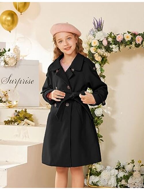 GRACE KARIN Girls Dress Coat Lapel Wool Blend Winter Kids Jackets Coat Size 5-12