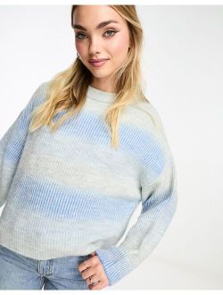 soft touch knit sweater in blue ombre