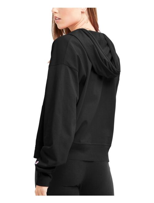 CHAMPION Women's Long-Sleeve Zip-Front T-Shirt Hoodie