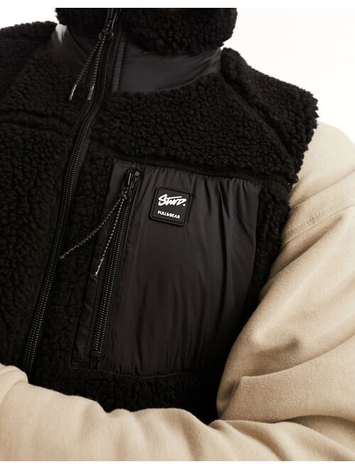 Pull&Bear utility borg vest in black