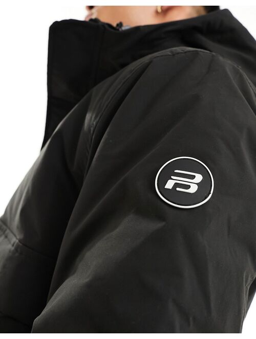 Pull&Bear front pocket pullover jacket in black