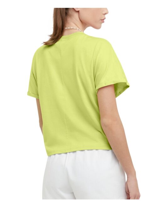 CHAMPION Women's Tie-Front Small Logo Crewneck T-Shirt