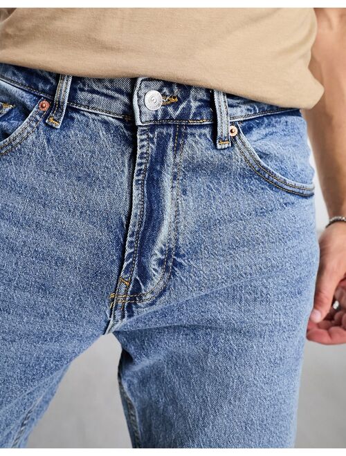 Pull&Bear straight fit jeans in medium blue
